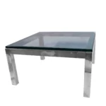Mid Century Modern Chrome & Glass Coffee Table Milo Baughman Style