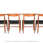 Mid Century Danish Hans Wegner W2 Teak Chairs Four