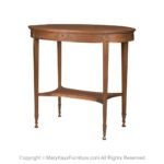 Antique English Hepplewhite Carved Bellflower Mahogany Caned Oval Side Table