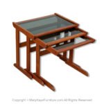 Danish Mid Century Teak Glass Top Nesting Tables