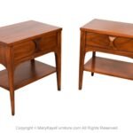 Pair Kent Coffey Perspecta Rosewood Pecan Nightstands Tables 1